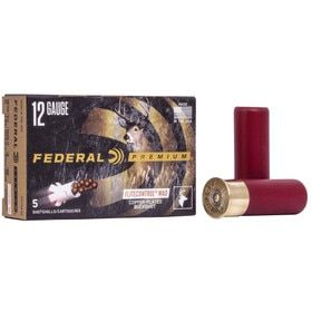 Federal Ammunition Premium 12 Gauge Ammo features 5 shotshells with flitecontrol wad